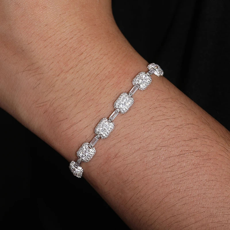 7mm silver Sterling Moissanite Bracelet