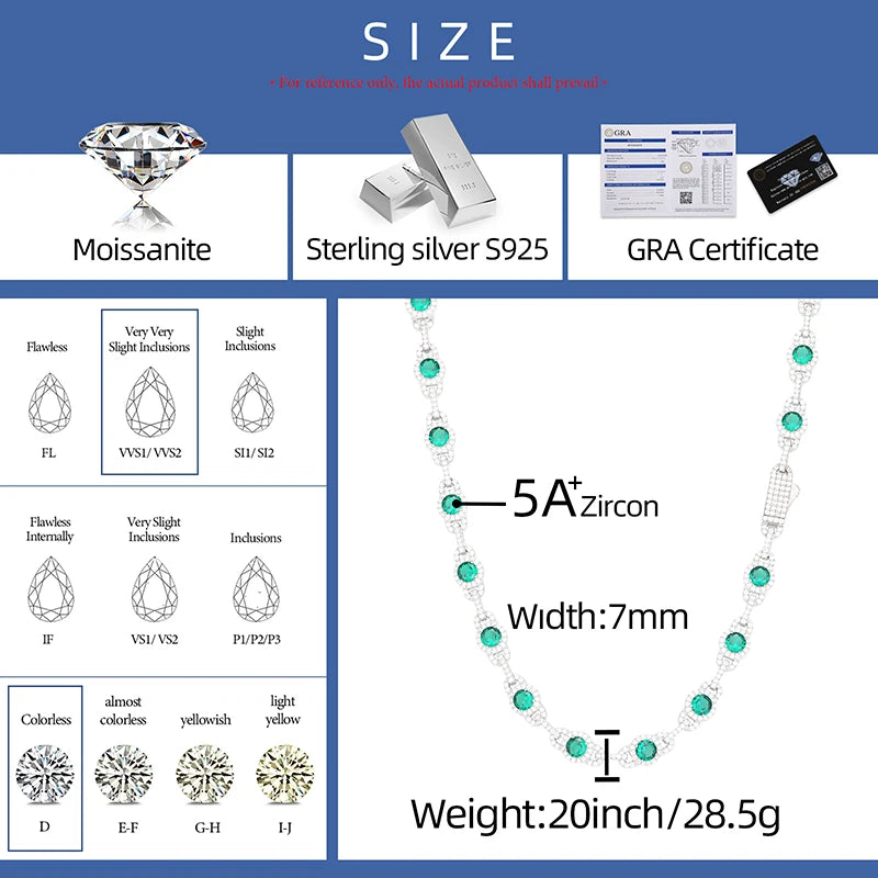 7mm Moissanite Prong Link Chain