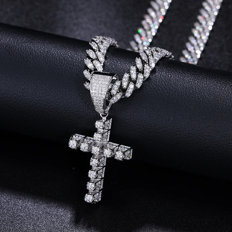 Moissanite Cross Pendant Necklace