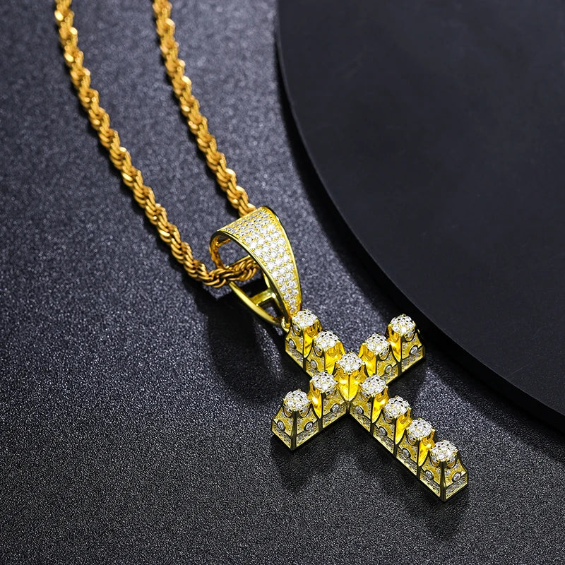 Moissanite Cross Pendant Necklace